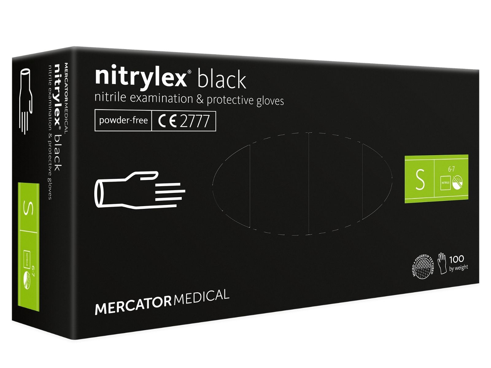 Rękawice Nitrylex Black S Mercator Bezpudrowe A100